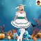 Womens Southern Belle Costume White Dress with Green Ribbon Trim Halloween Party